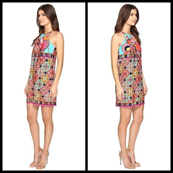💕TRINA TURK💕 Print Jersey Halter Swim Cover-Up Dress 10 Large L NWT - Picture 6 of 16